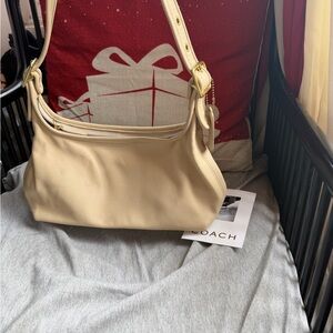 Coach Tan Shoulder Bag with Gold Accents